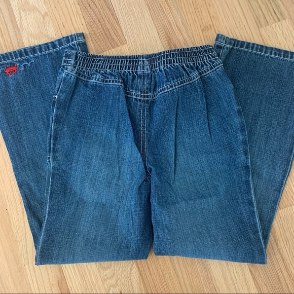 NWT GYMBOREE “Whale Watching” Girls Lace Up Embroidered Jeans Denim Size 7 - Picture 9 of 13